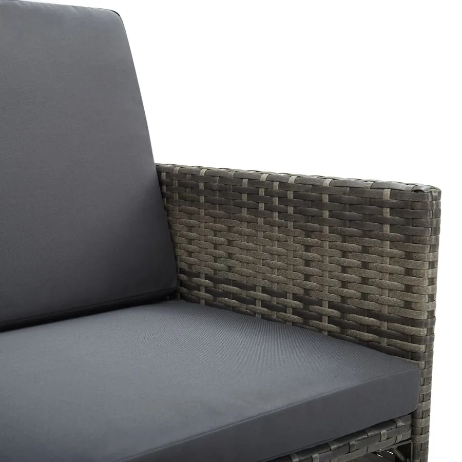 Ensemble à manger d’extérieur 11pcs et coussins poly rotin Gris - 16