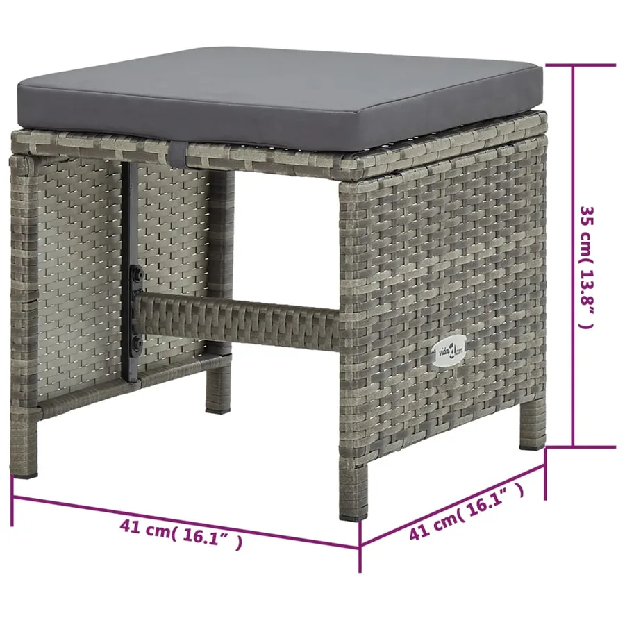 Ensemble à manger d’extérieur 11pcs et coussins poly rotin Gris - 18