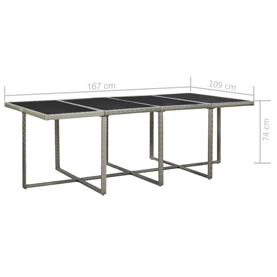 Ensemble à manger d’extérieur 11pcs et coussins poly rotin Gris - 19