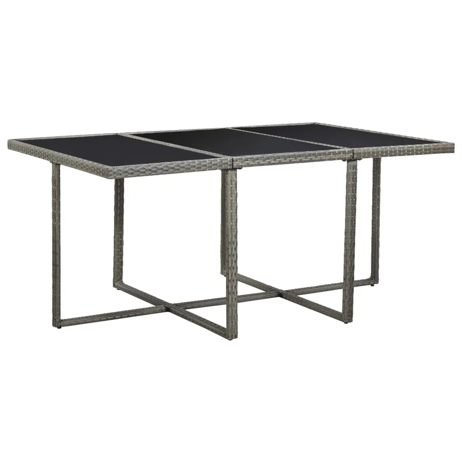 Ensemble à manger d’extérieur 11pcs et coussins poly rotin Gris - 5