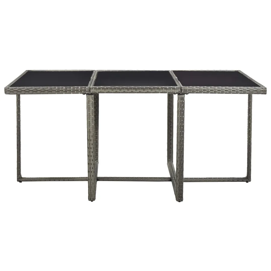 Ensemble à manger d’extérieur 11pcs et coussins poly rotin Gris - 6