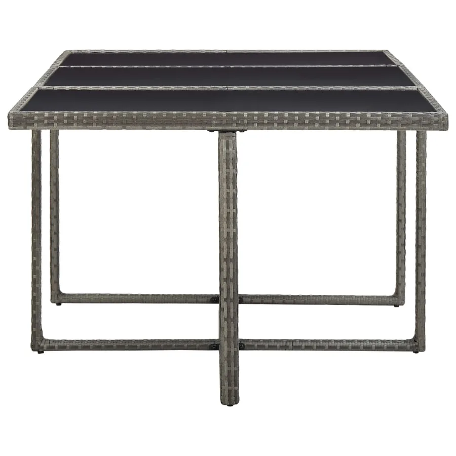 Ensemble à manger d’extérieur 11pcs et coussins poly rotin Gris - 7