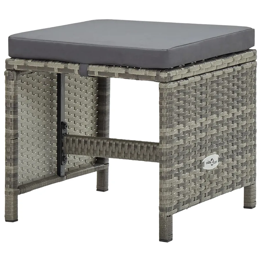 Ensemble à manger d’extérieur 11pcs et coussins poly rotin Gris - 9