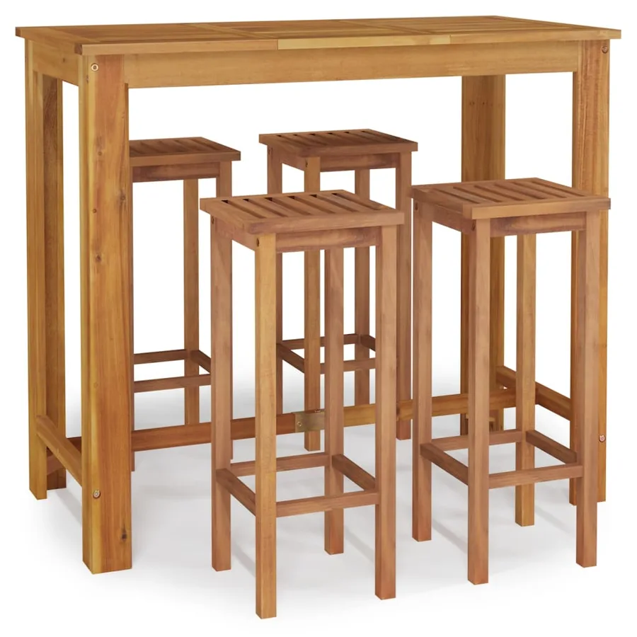 Ensemble de bar de jardin 5 pcs bois d'acacia solide - 2