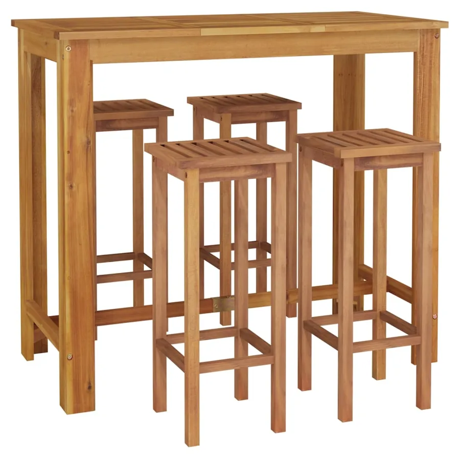 Ensemble de bar de jardin 5 pcs bois d'acacia solide - 3