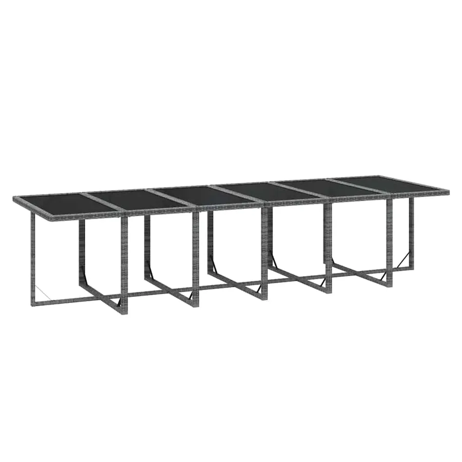 Ensemble à manger de jardin coussins 17 pcs Résine tressée Gris - 7