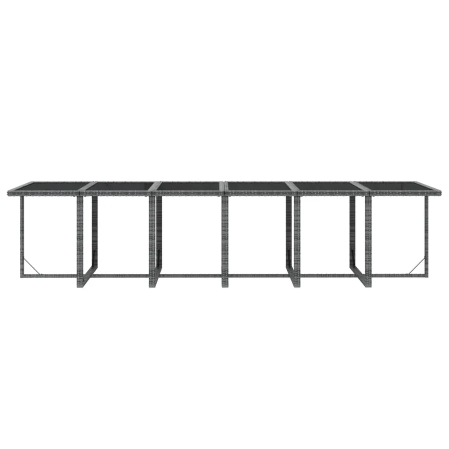 Ensemble à manger de jardin coussins 17 pcs Résine tressée Gris - 8