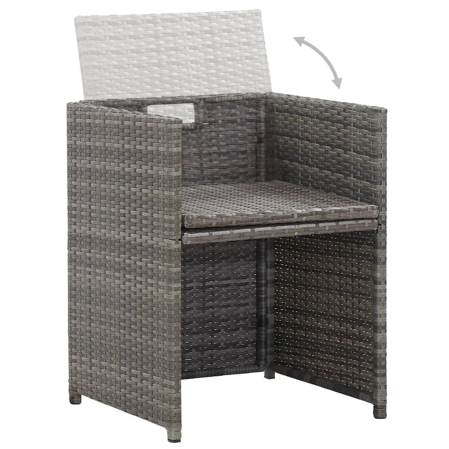 Ensemble de salle à manger d'extérieur et coussins 17 pcs Gris - 9
