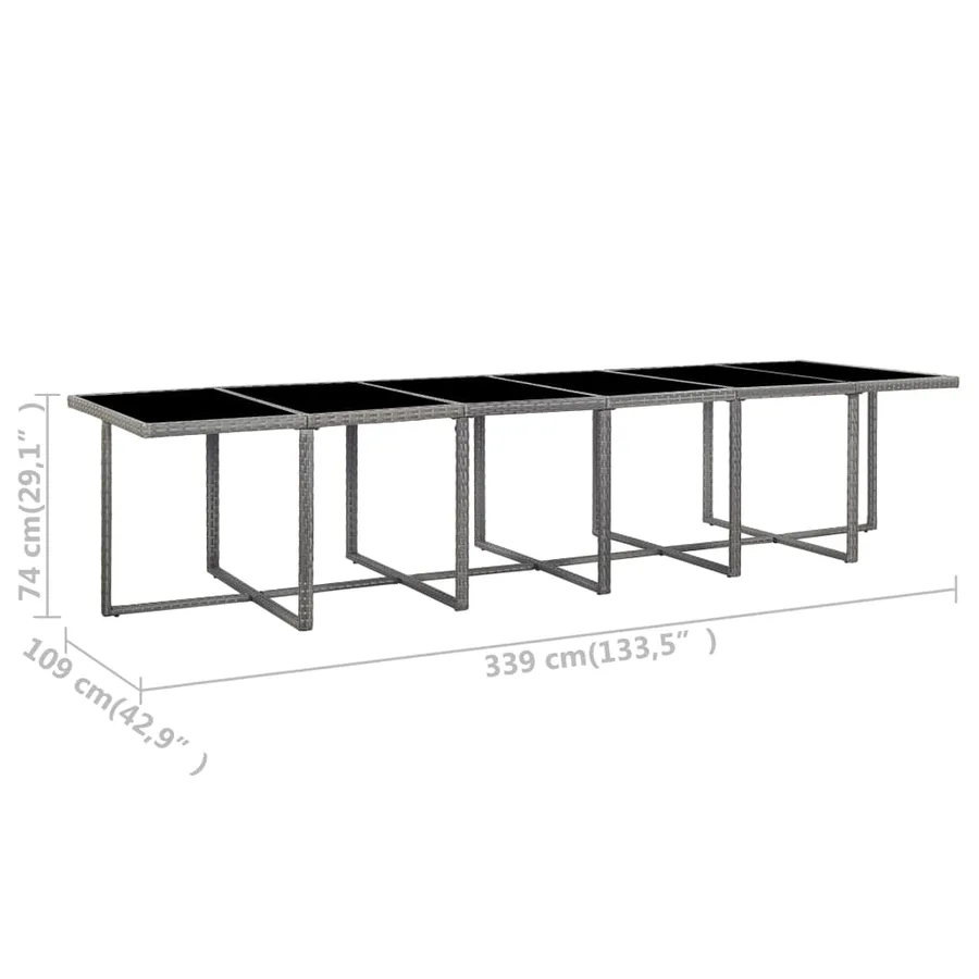 Ensemble de salle à manger d'extérieur et coussins 17 pcs Gris - 12