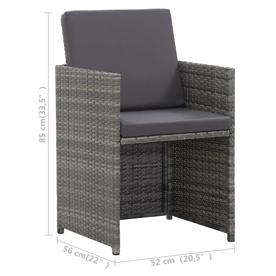 Ensemble de salle à manger d'extérieur et coussins 17 pcs Gris - 13