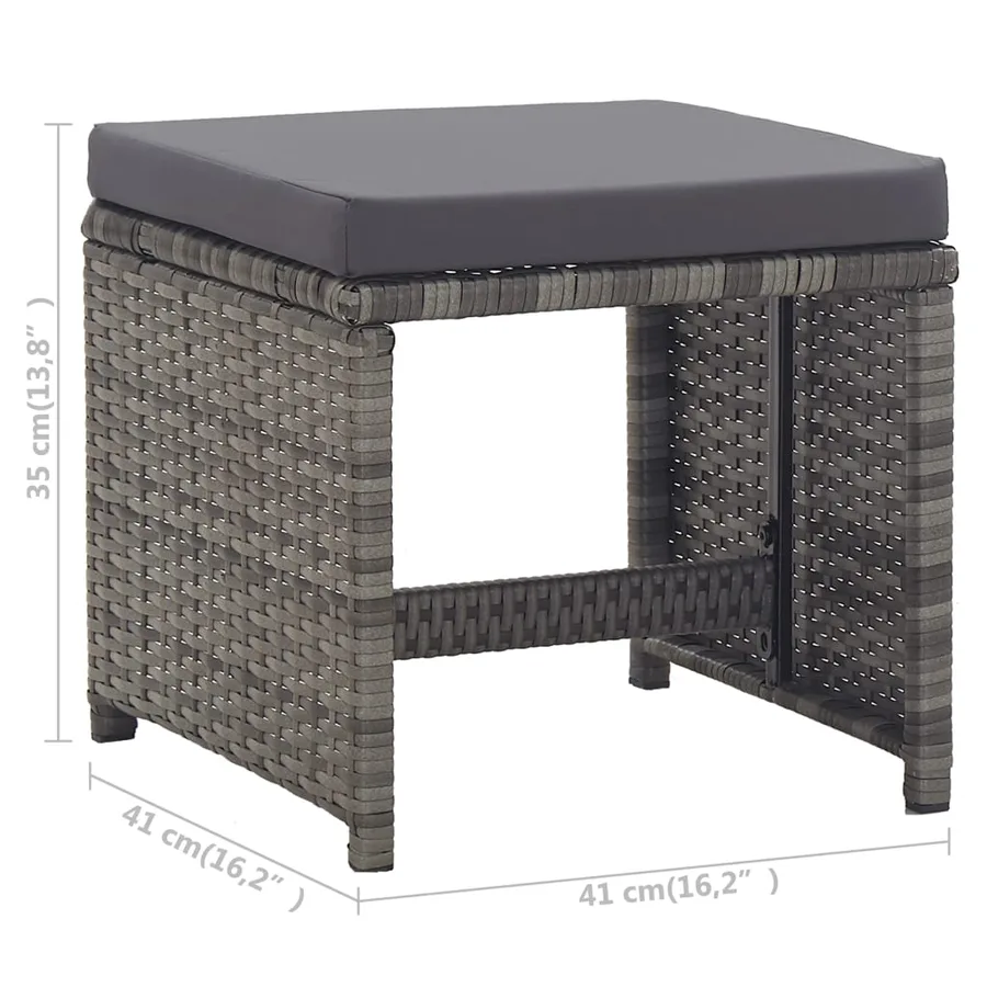 Ensemble de salle à manger d'extérieur et coussins 17 pcs Gris - 14