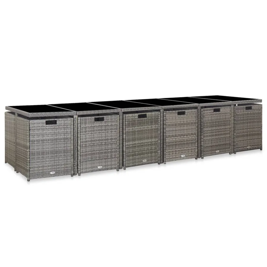 Ensemble de salle à manger d'extérieur et coussins 17 pcs Gris - 2