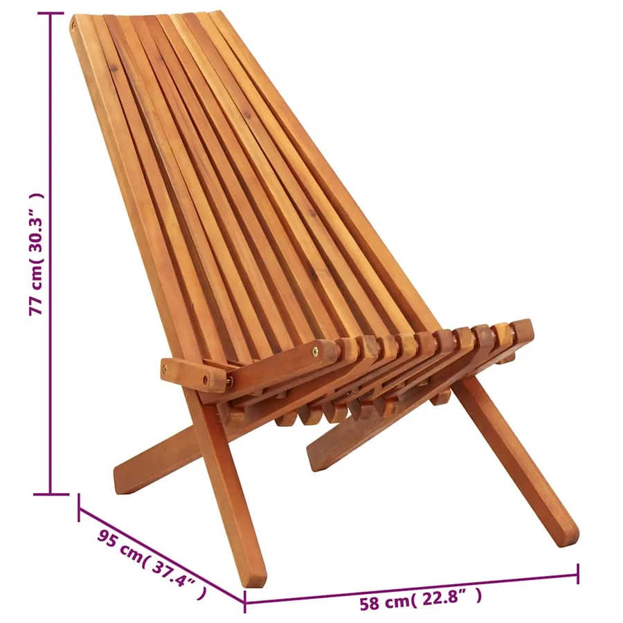 Chaise pliable d'extérieur Bois d'acacia solide - 8