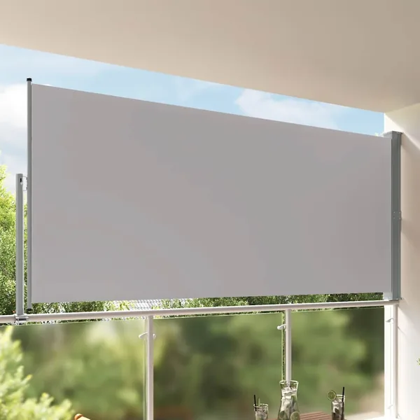 Auvent latéral rétractable de patio 160 x 300 cm Gris