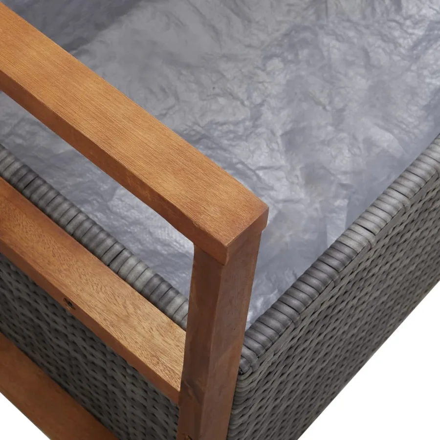 Banc de rangement 115 cm Résine tressée et bois d'acacia Gris - 8