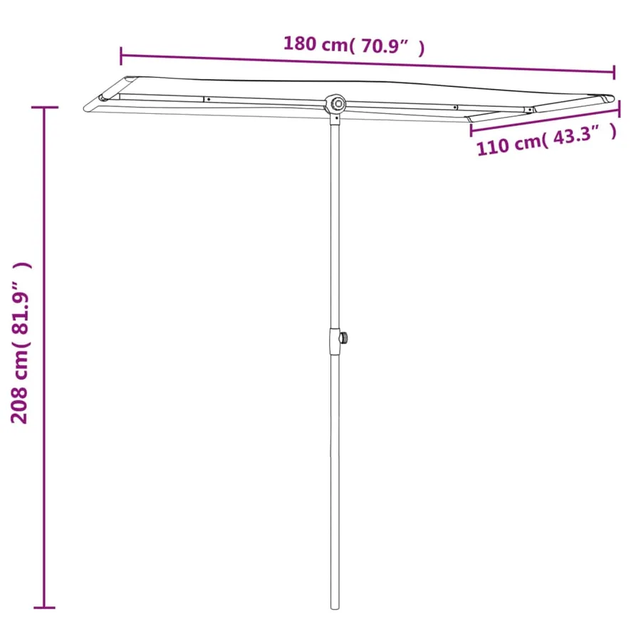 Parasol de jardin avec mât en aluminium 180x110 cm anthracite - 11