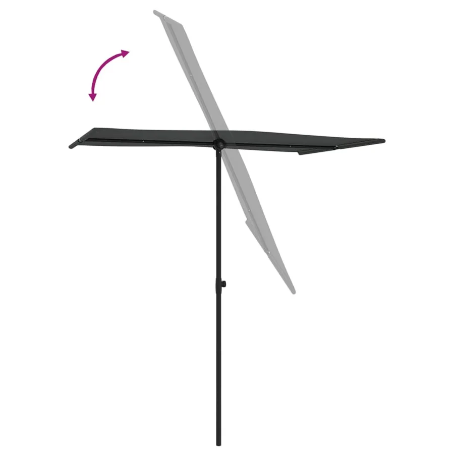 Parasol de jardin avec mât en aluminium 180x110 cm anthracite - 6
