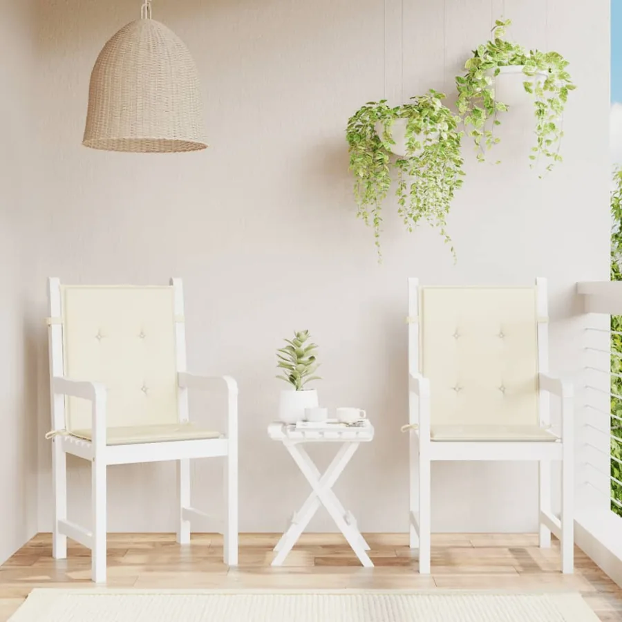 Coussins de chaise de jardin à dossier bas lot de 2 crème
