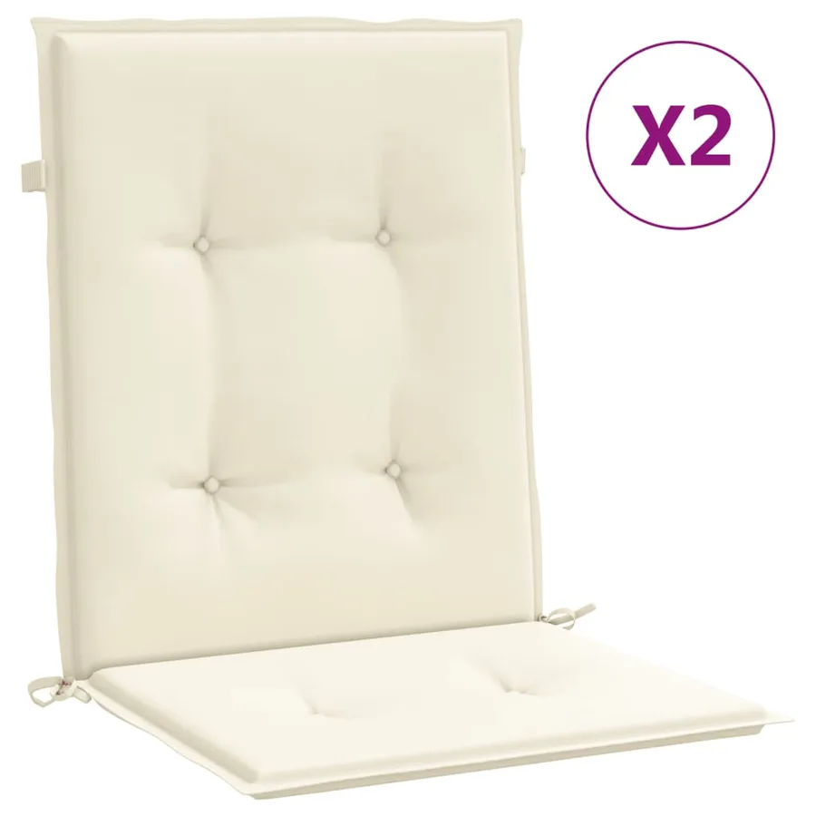 Coussins de chaise de jardin à dossier bas lot de 2 crème - 2