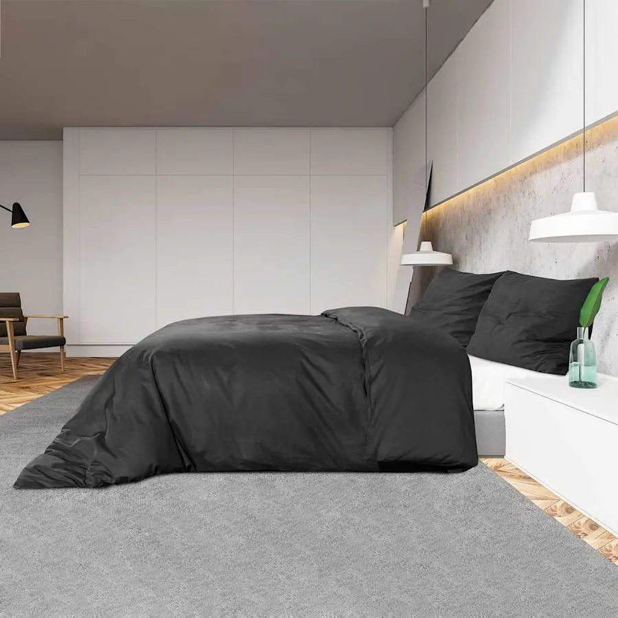 Ensemble de housse de couette Noir 200x200 cm Coton - 4