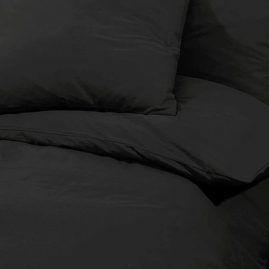 Ensemble de housse de couette Noir 200x200 cm Coton - 7