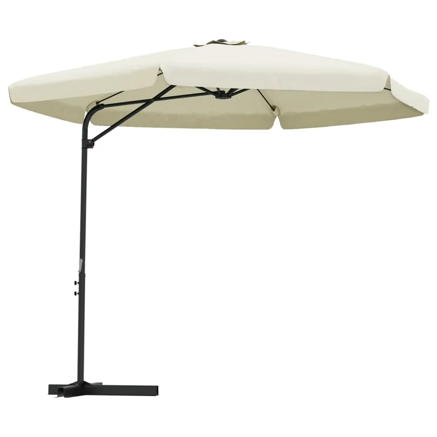 Parasol d'extérieur avec mât en acier 300 cm blanc sable - 2