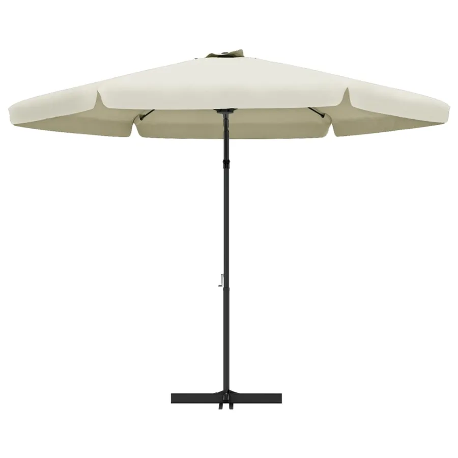 Parasol d'extérieur avec mât en acier 300 cm blanc sable - 4
