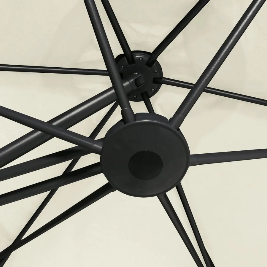 Parasol d'extérieur avec mât en acier 300 cm blanc sable - 7