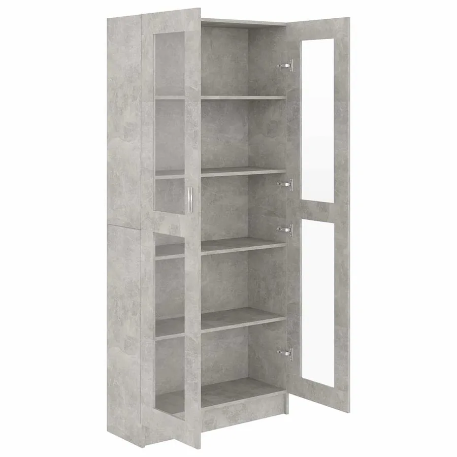 Armoire à vitrine Gris béton 82,5x30,5x185 cm Bois ingénierie - 5