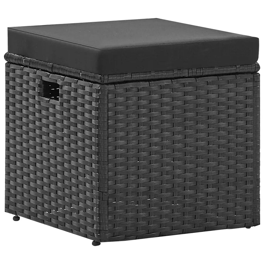 Salon de jardin 4 pcs Noir avec coussins Résine tressée - 10