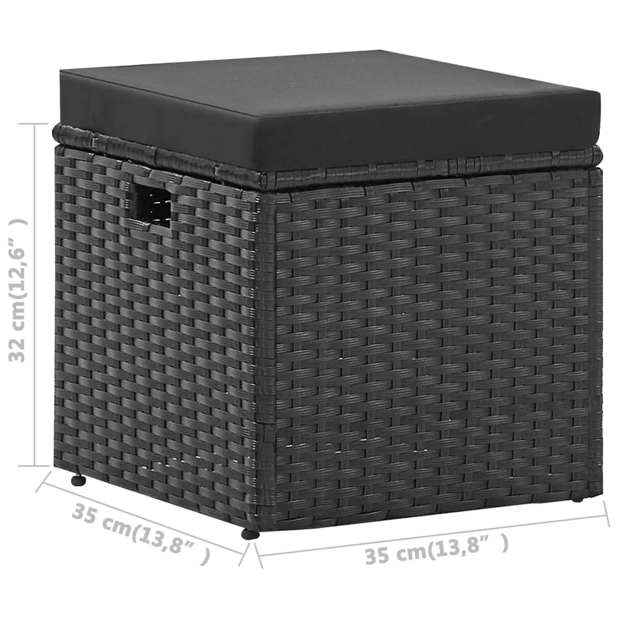 Salon de jardin 4 pcs Noir avec coussins Résine tressée - 15