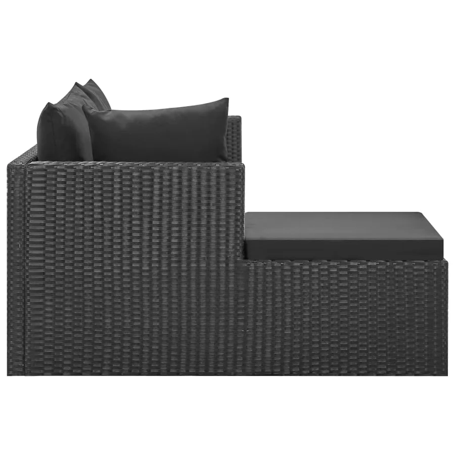 Salon de jardin 4 pcs Noir avec coussins Résine tressée - 5