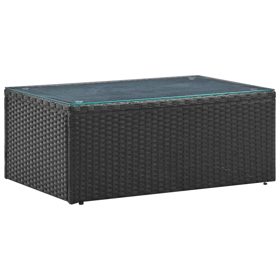 Salon de jardin 4 pcs Noir avec coussins Résine tressée - 8