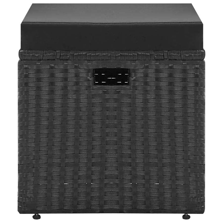 Salon de jardin 4 pcs Noir avec coussins Résine tressée - 9