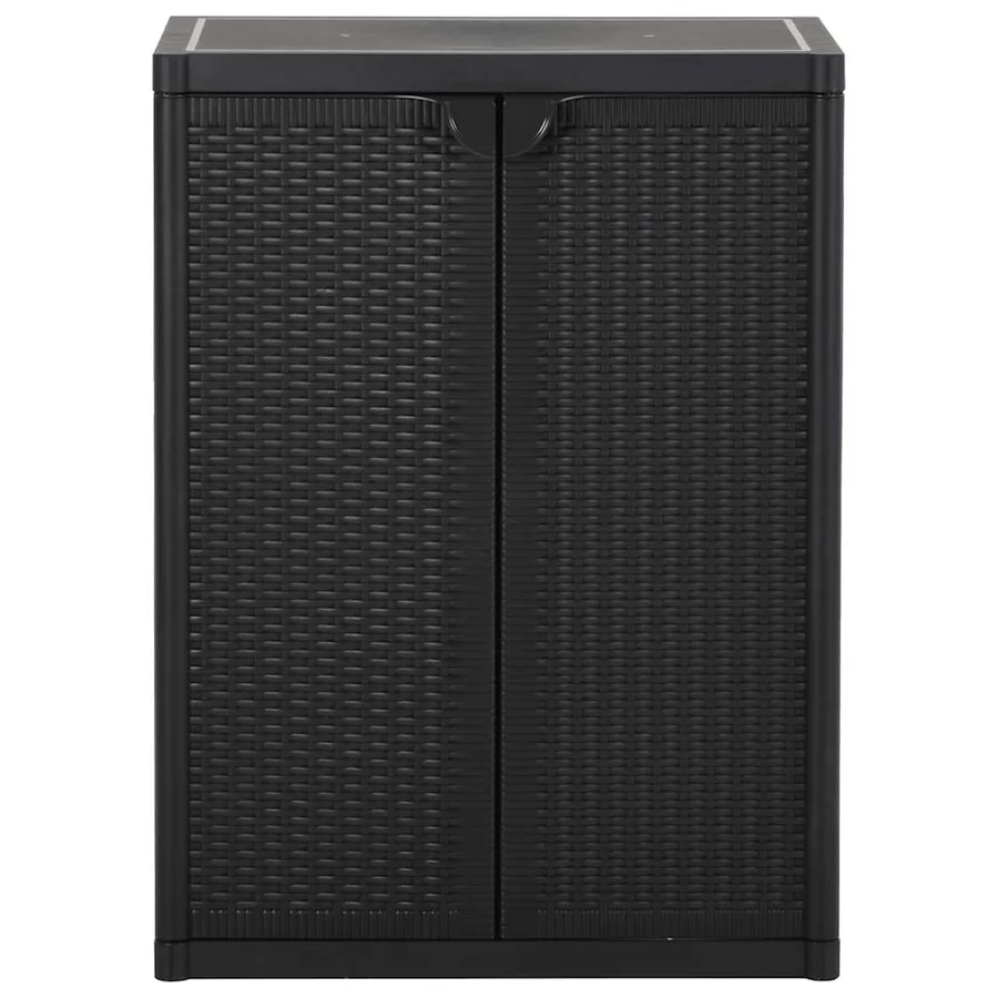 Armoire de rangement de jardin Noir 65x45x88 cm PP Rotin - 2