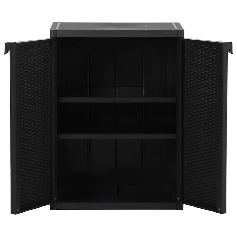 Armoire de rangement de jardin Noir 65x45x88 cm PP Rotin - 4