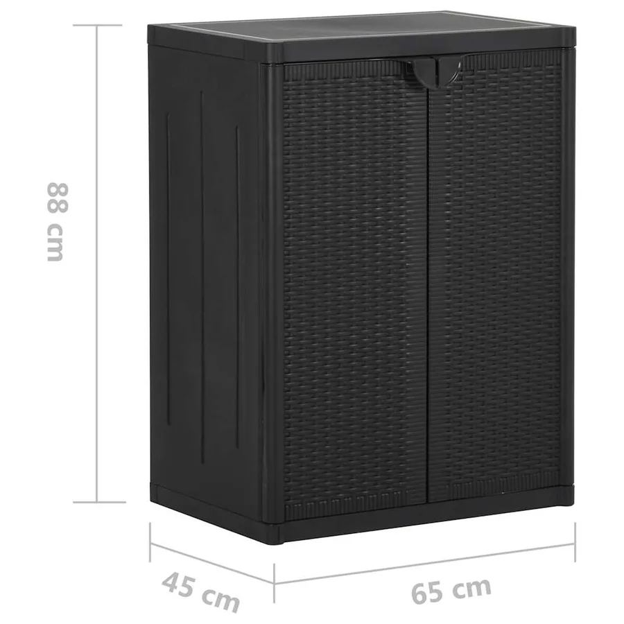 Armoire de rangement de jardin Noir 65x45x88 cm PP Rotin - 8