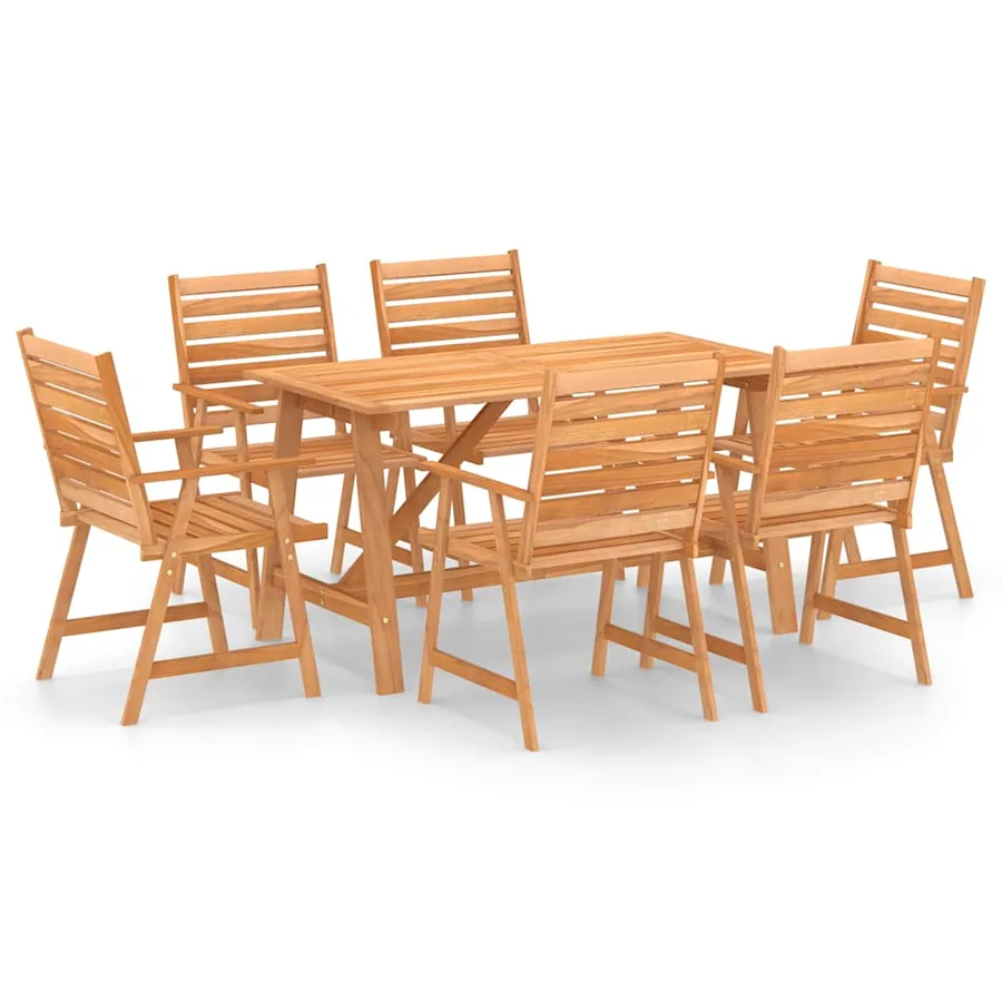 Ensemble à manger de jardin 7 pcs Bois d'acacia solide - 2