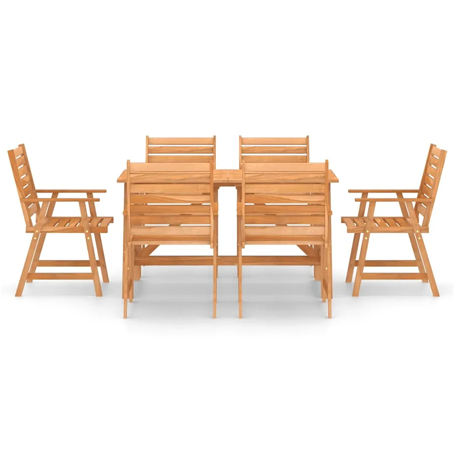 Ensemble à manger de jardin 7 pcs Bois d'acacia solide - 3