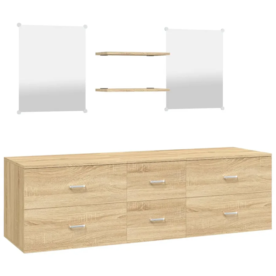 Ensemble de meubles salle de bain 5 pcs chêne bois d'ingénierie - 2