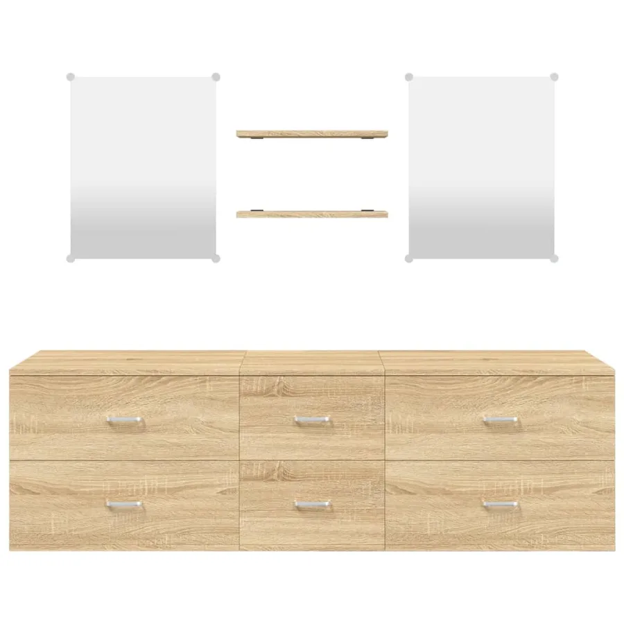 Ensemble de meubles salle de bain 5 pcs chêne bois d'ingénierie - 4