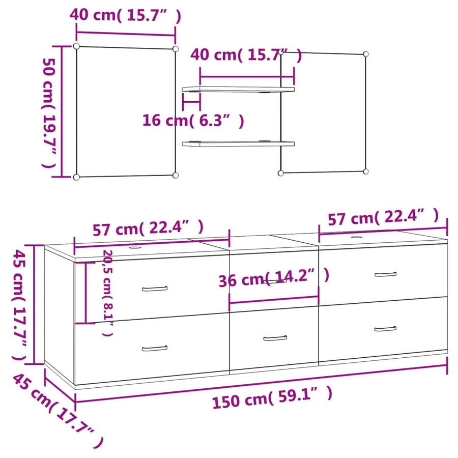 Ensemble de meubles salle de bain 5 pcs chêne bois d'ingénierie - 9