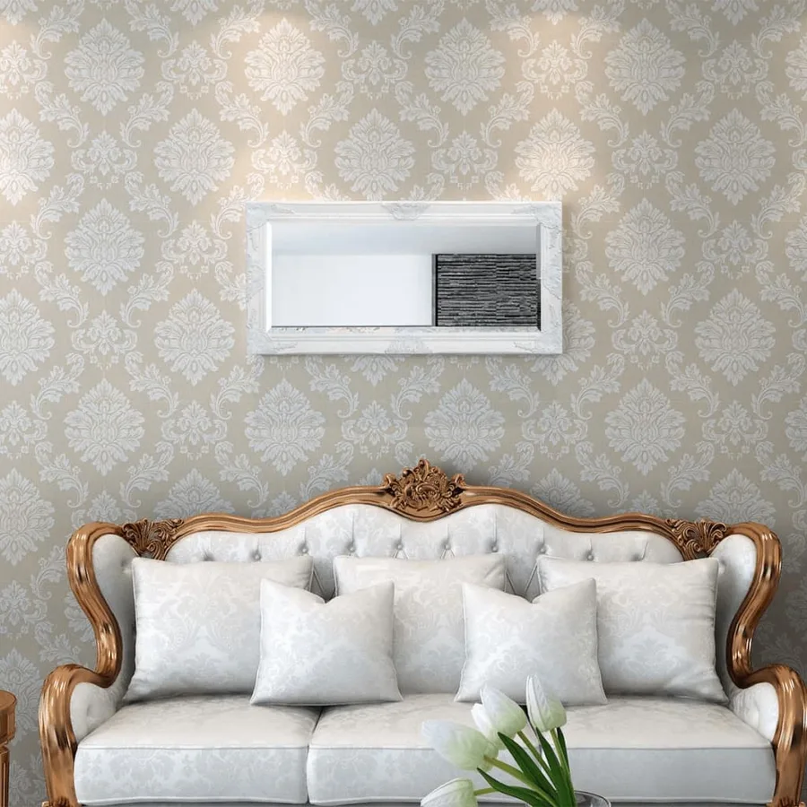 Miroir mural style baroque 100x50 cm blanc - 2