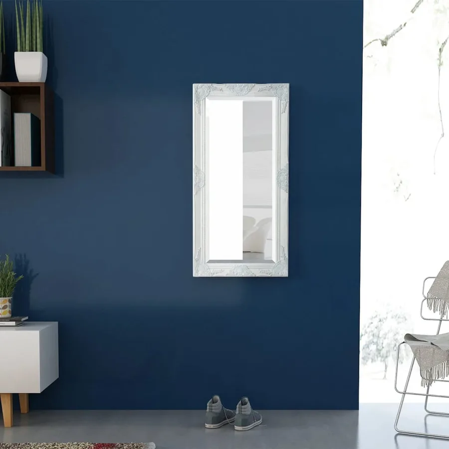 Miroir mural style baroque 100x50 cm blanc - 3