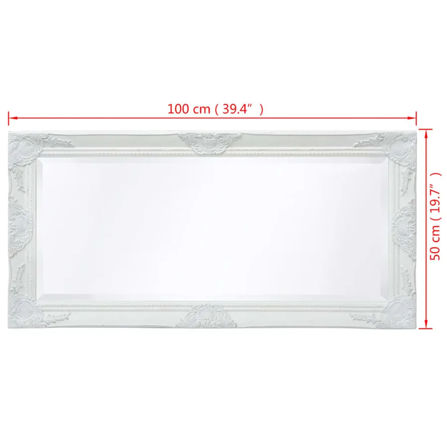 Miroir mural style baroque 100x50 cm blanc - 9