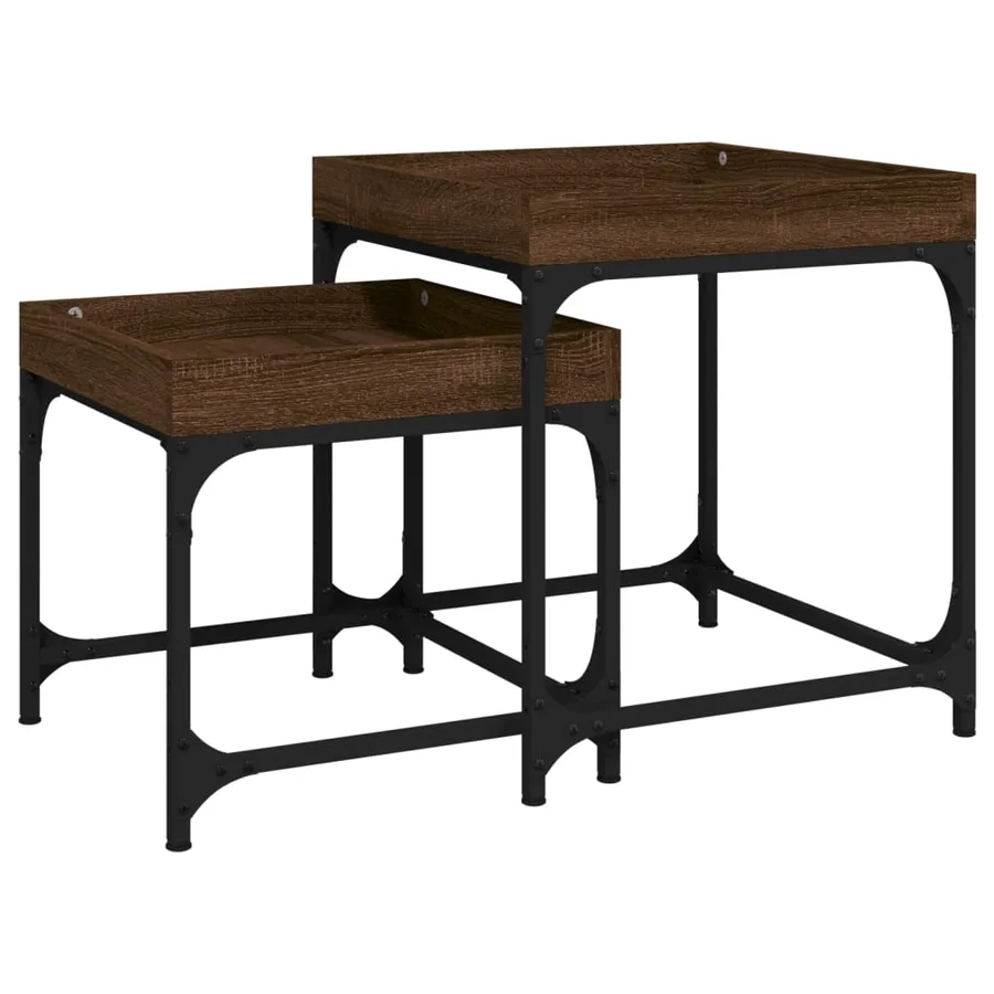 Tables d'appoint 2 pcs Chêne marron Bois d'ingénierie - 2