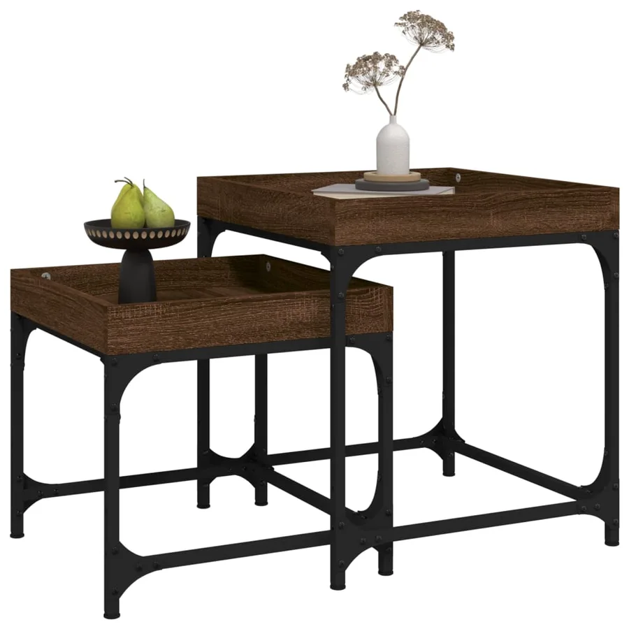 Tables d'appoint 2 pcs Chêne marron Bois d'ingénierie - 4