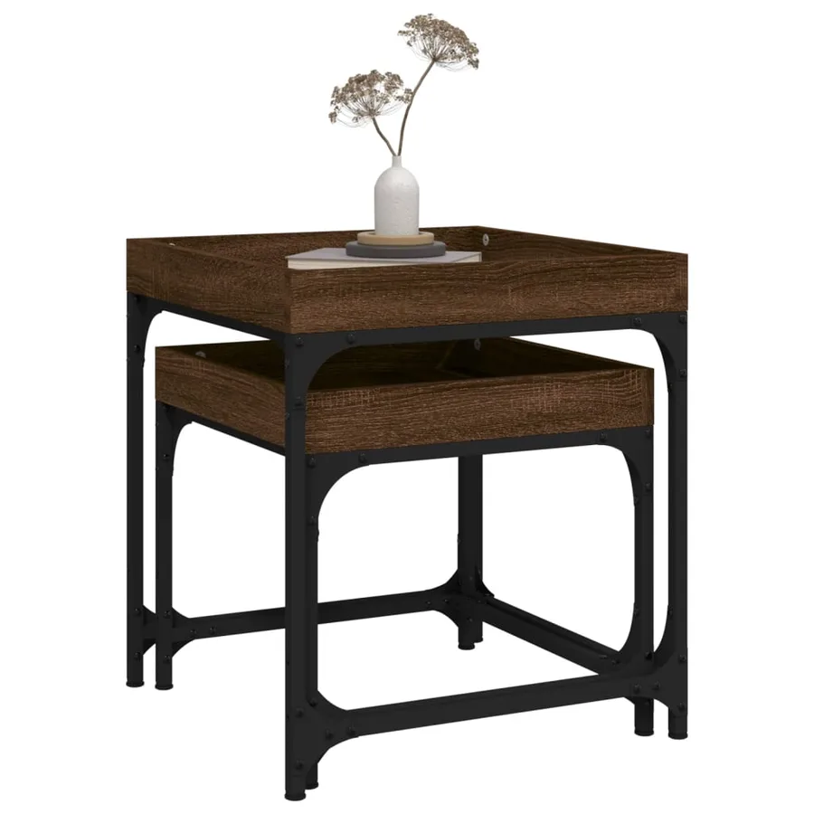 Tables d'appoint 2 pcs Chêne marron Bois d'ingénierie - 5