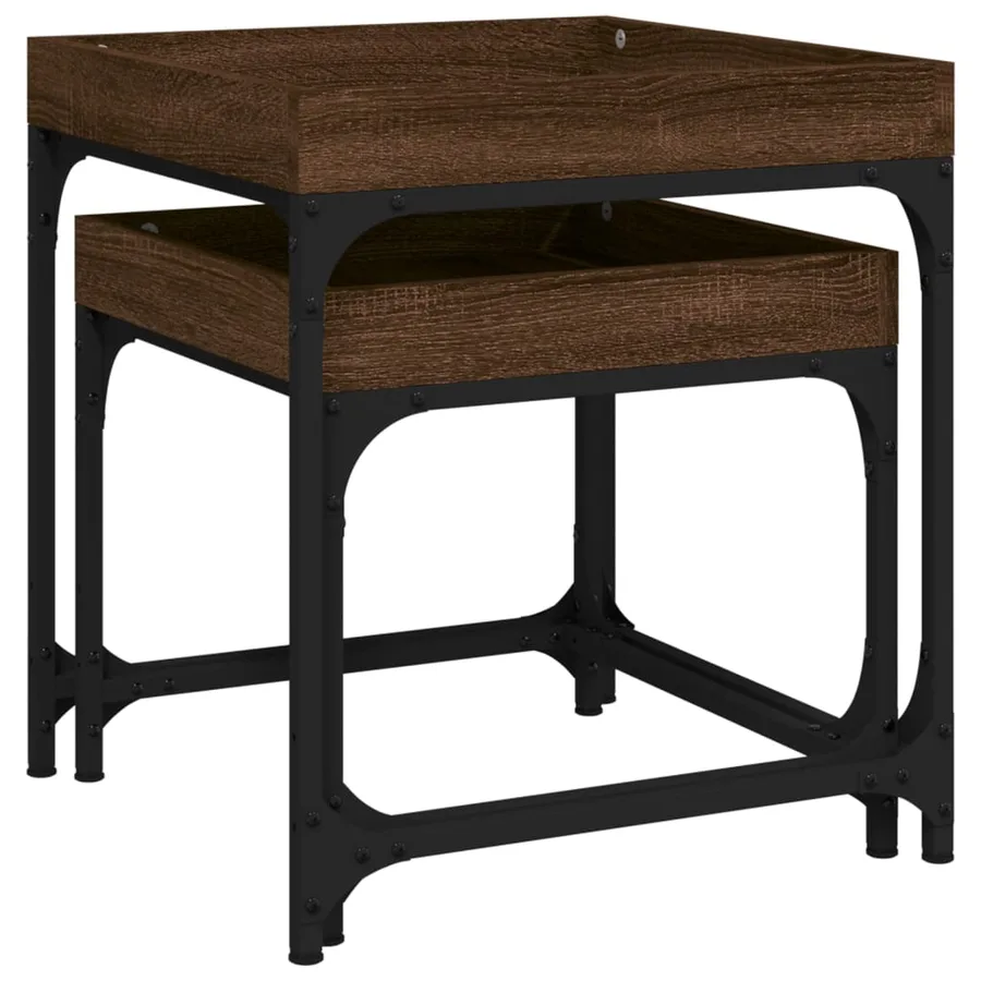 Tables d'appoint 2 pcs Chêne marron Bois d'ingénierie - 7