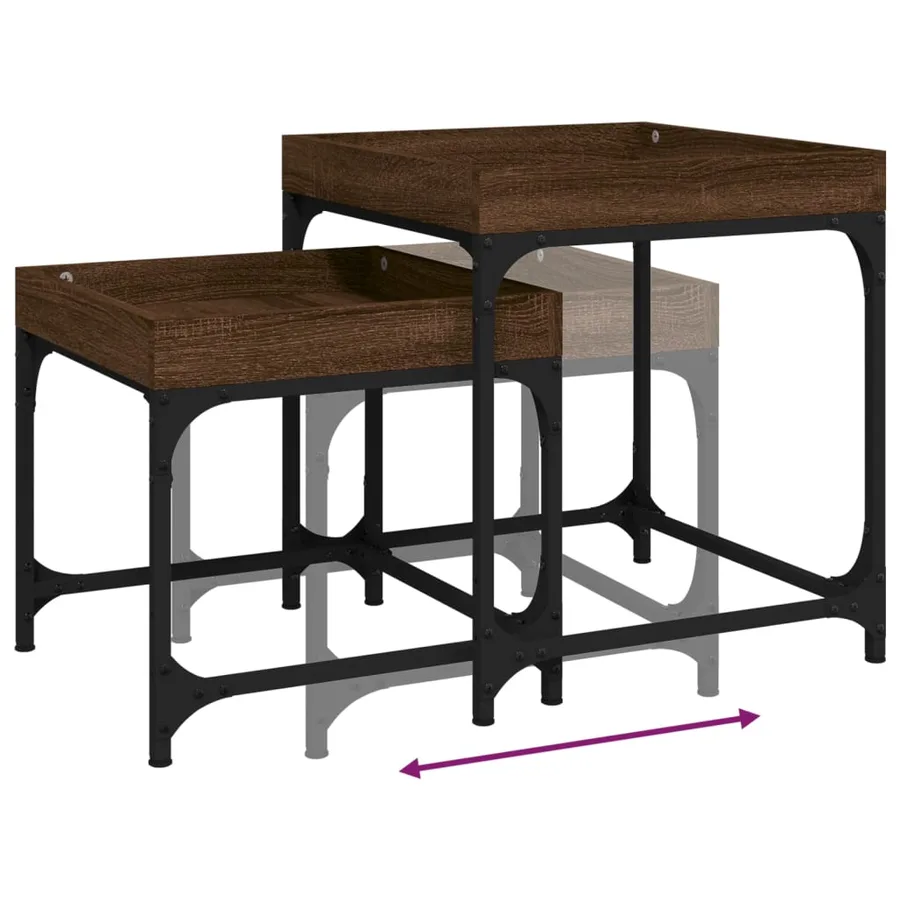 Tables d'appoint 2 pcs Chêne marron Bois d'ingénierie - 9